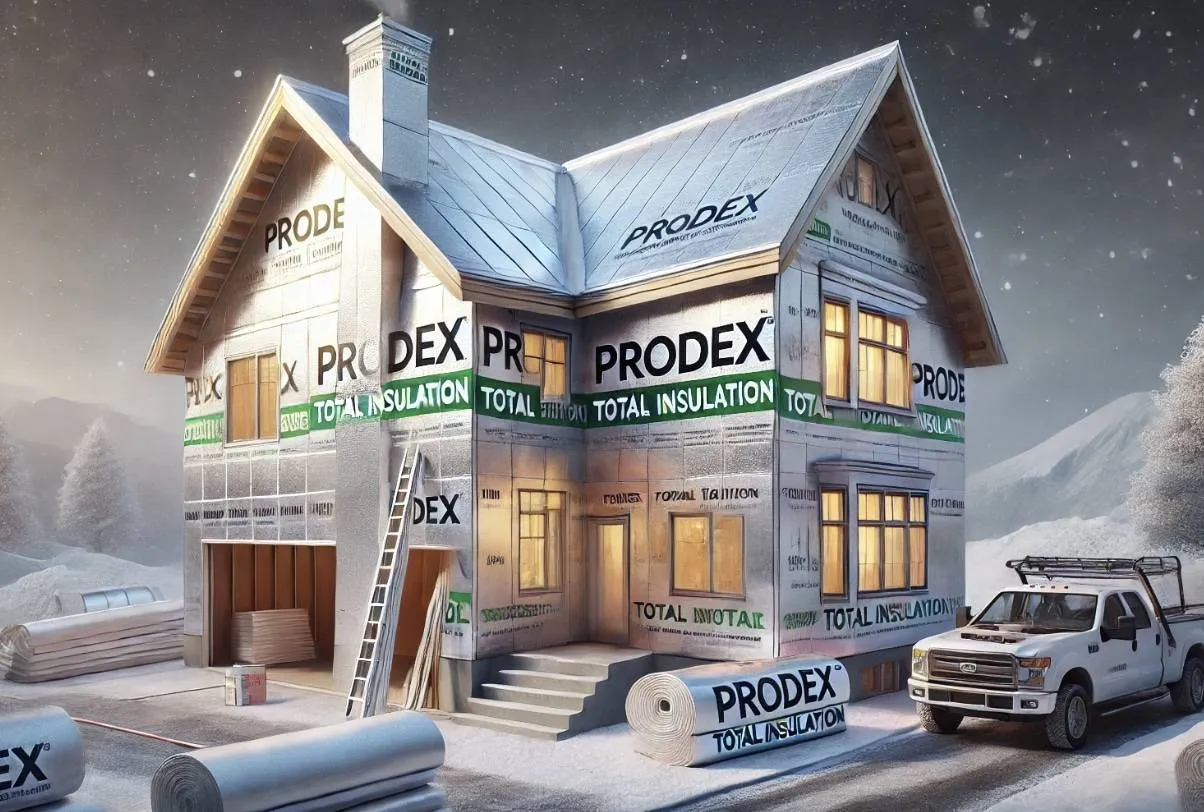 House wrapped with Perforated Prodex Total Insulation