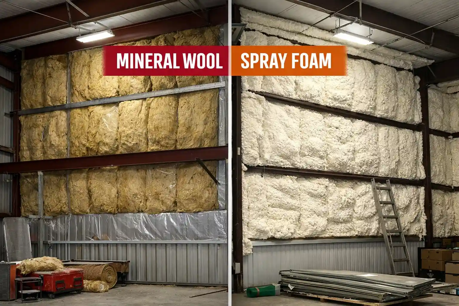 Mineral Wool vs Spray Foam in Metal Building