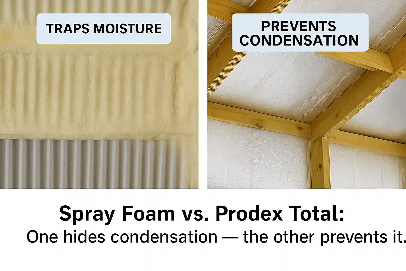 Comparison of Prodex Total reflective insulation and spray foam insulation in a metal building